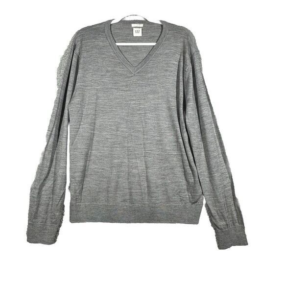 GAP MERINO WOOL‎ V Neck Sweater Gray Men's Sz: Lg Classic - Picture 1 of 7